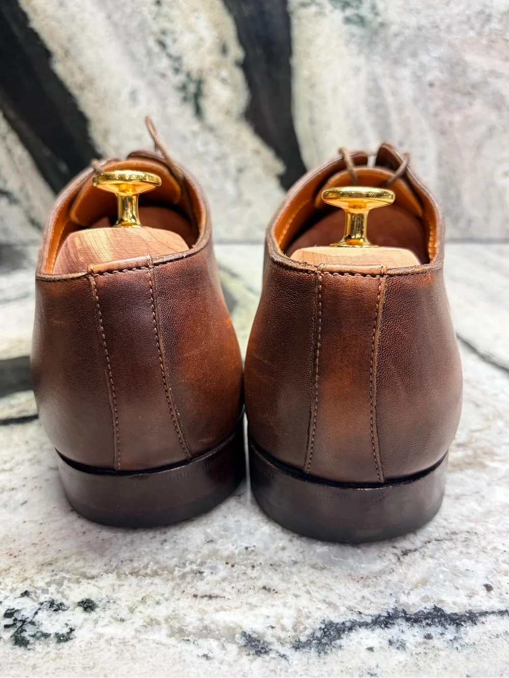 Santoni Darien Oxford Shoes Men’s US 10.5 UK 9.5 Brown Leather Made Italy